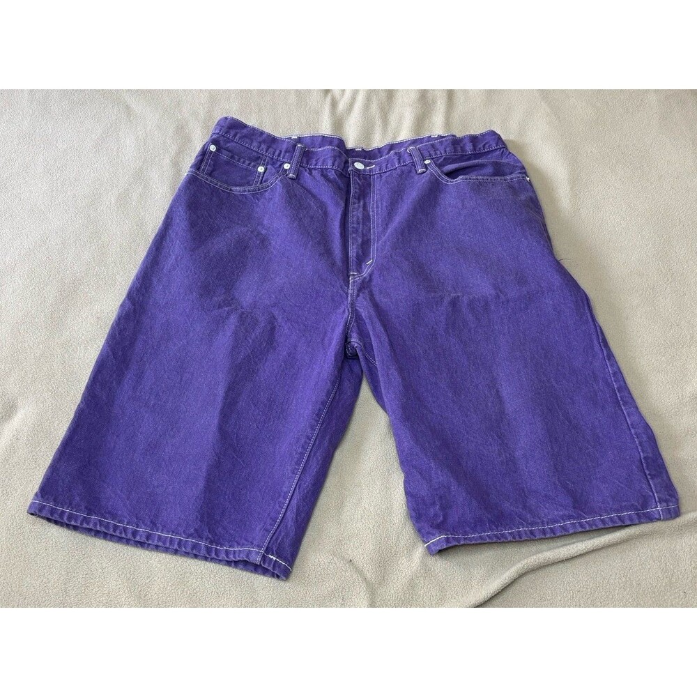 Levi's 569 Purple Denim Jean Shorts Mens 38 Waist Loose Straight Y2K Grunge